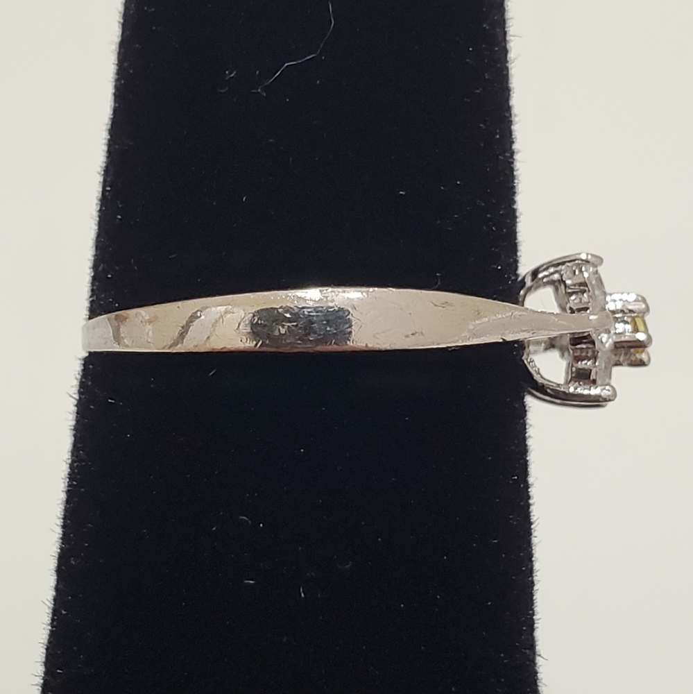 Citrine &‎ Simulated Diamond Flower Sterling Silver Ring - Picture 2 of 6